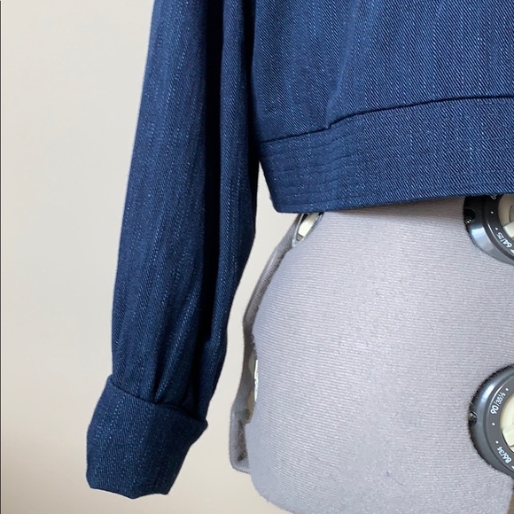 Josie Natori Spring 2018 Denim Jacquard Bomber - Picture 6 of 8